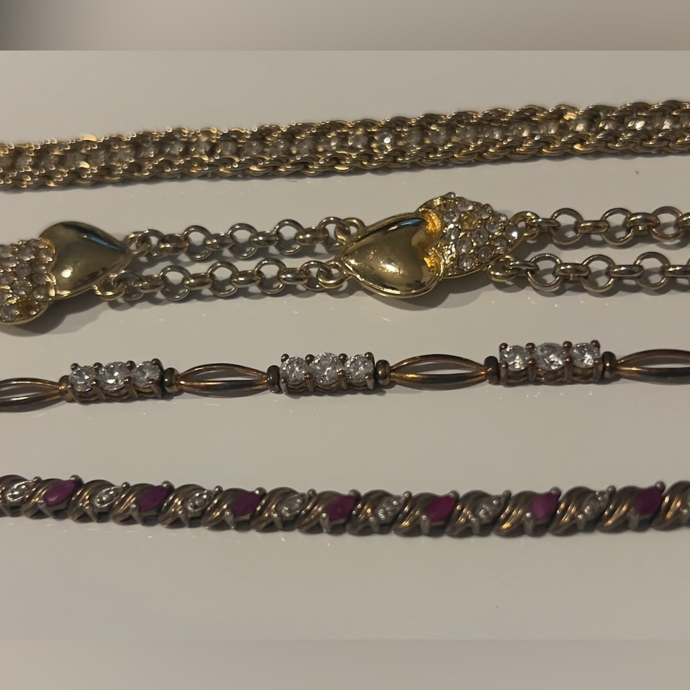 Elegant Gold and Crystal Designed Women's Bracelet Four Piece Set